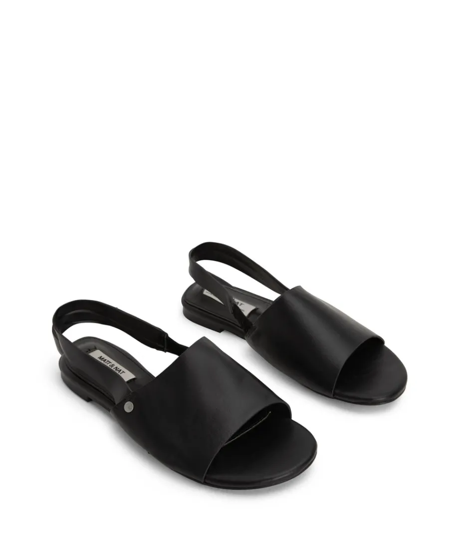 Sandals | Flats | Matt & Nat Mattnat LOU Women's Vegan Slingback Sandals New Arrivals BLACK